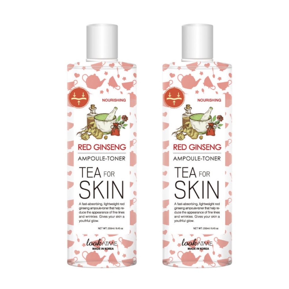 Lot 2x Look At Me Tea for Skin Red Ginseng Ampoule Toner 250ml K-Beauty NEW